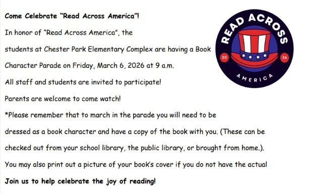 The flyer gives information about the Book Character Parade.