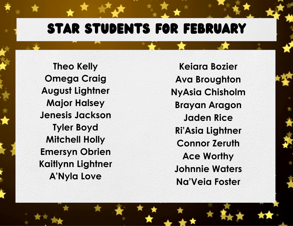 This photo shows the Star Students for February.