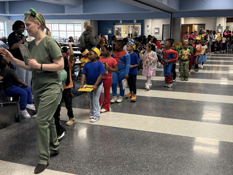 The photos show students dressed for Read Across America Week.