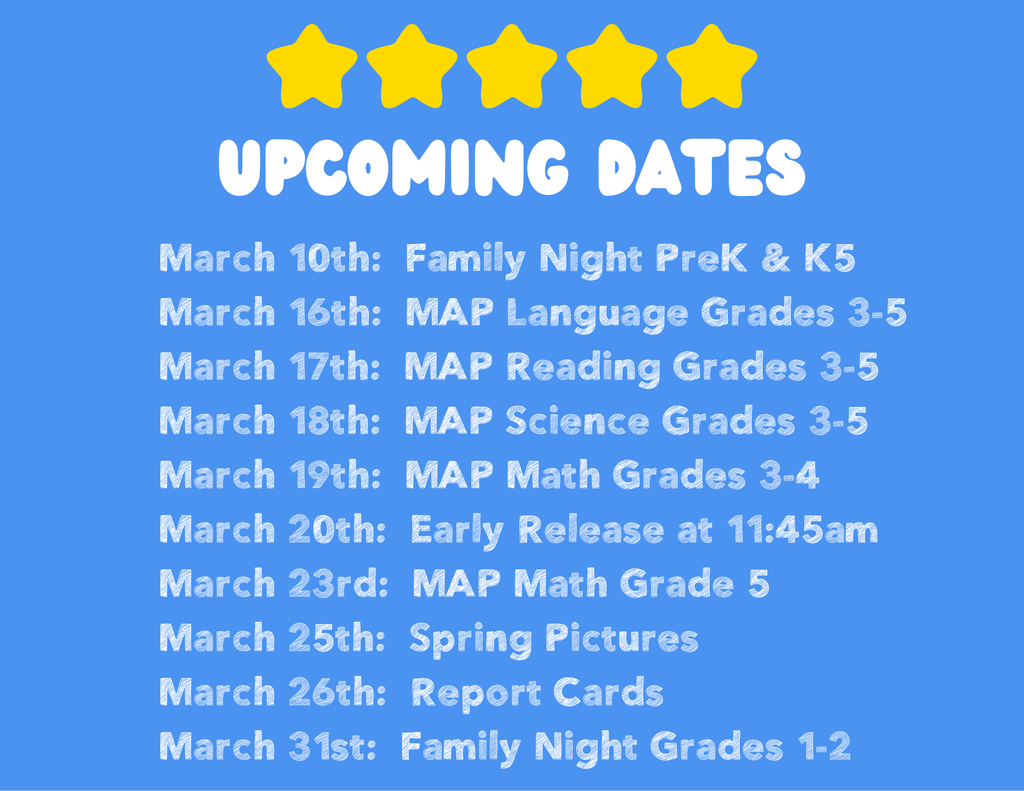 The image shows upcoming dates for March.