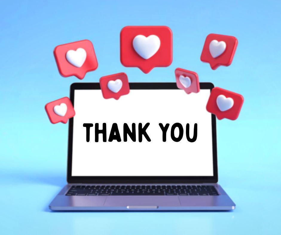 The image is of a computer saying thank you.