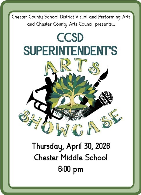 The flyer shows the date for the CCSD Arts Showcase.