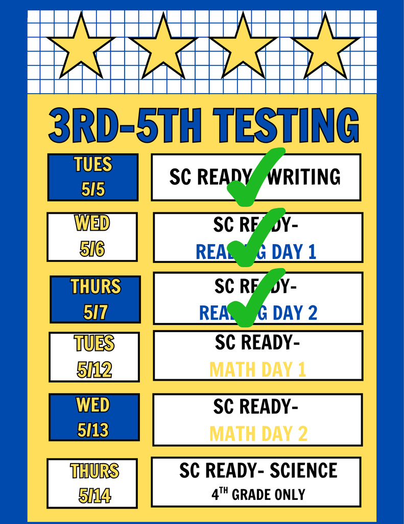This flyer shows SC READY testing dates.