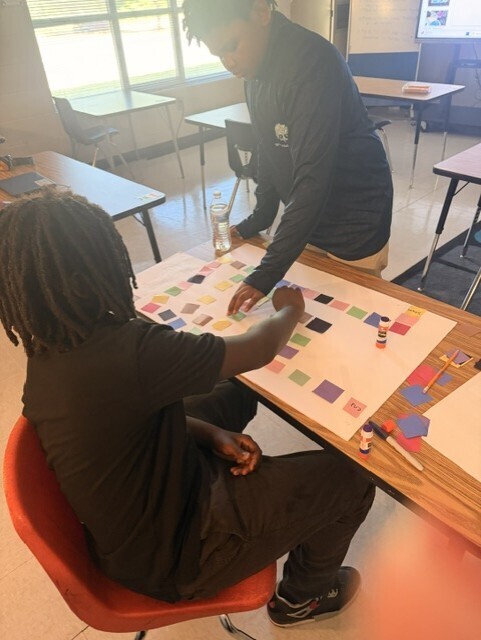 Students working on their game board 