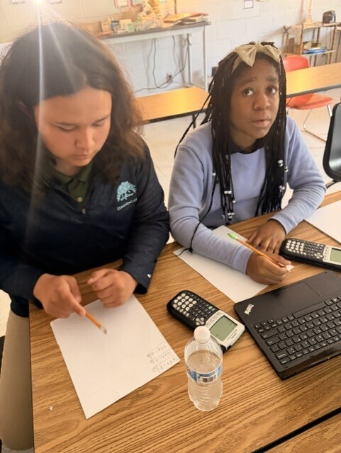 Working on math problems for their game. 
