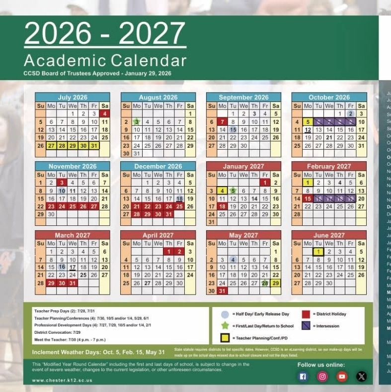 2026-2027 School Year Calendar