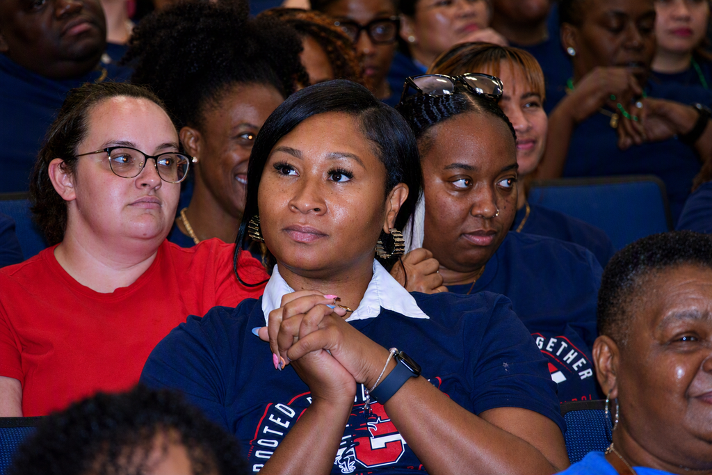 Staff members taking in the festivities