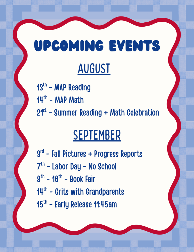 Please see the flyer for upcoming events.