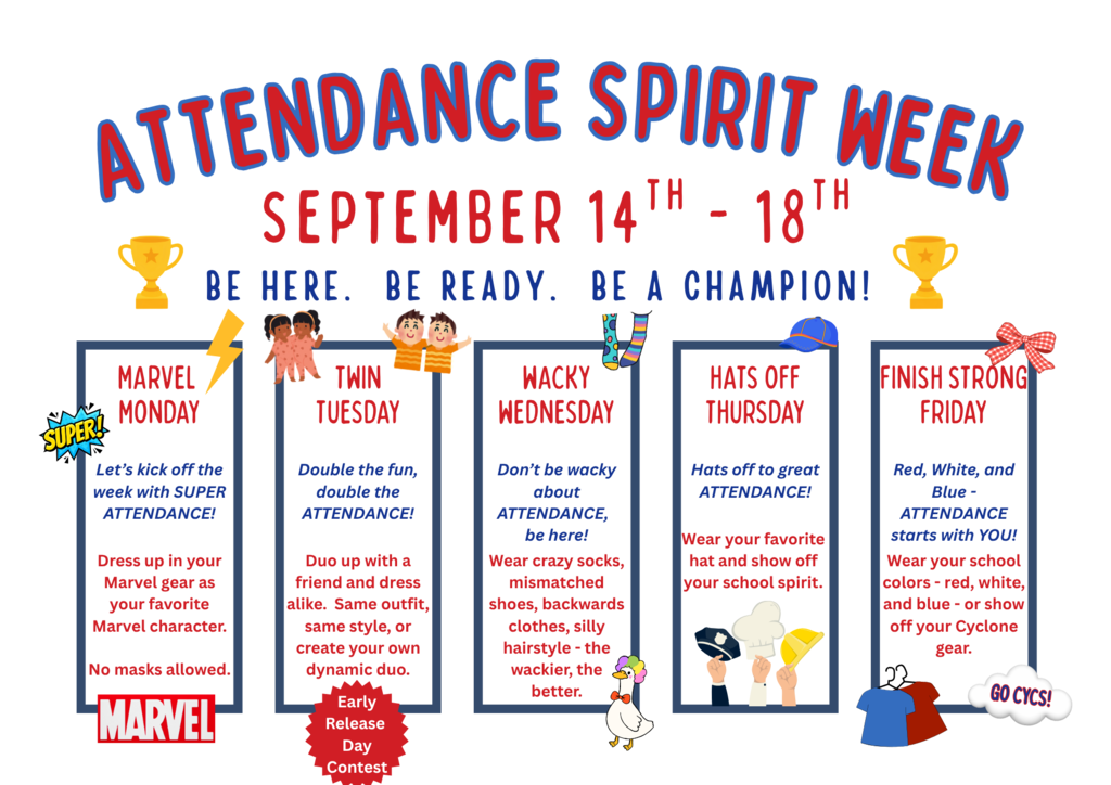 We will celebrate Attendance Awareness with Spirit Week.