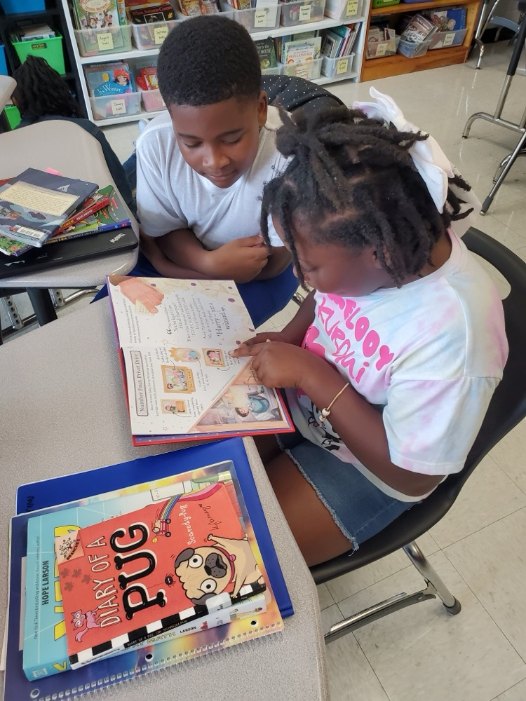 Students are partner reading. 