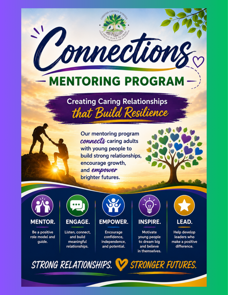 Connections is a mentoring program and the flyer gives information.