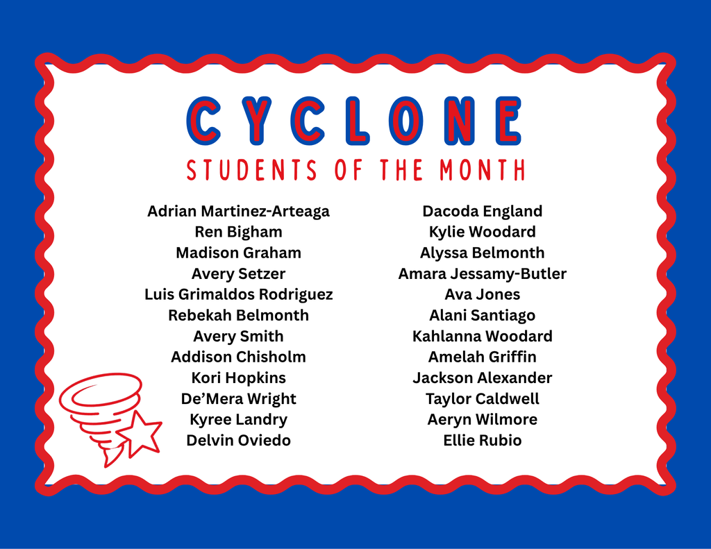The photo lists Cyclone Students of the Month.