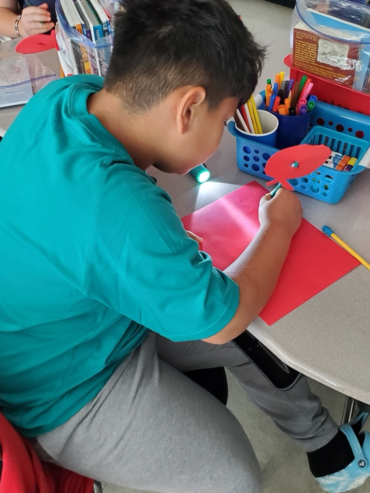 Students used flashlights while working today