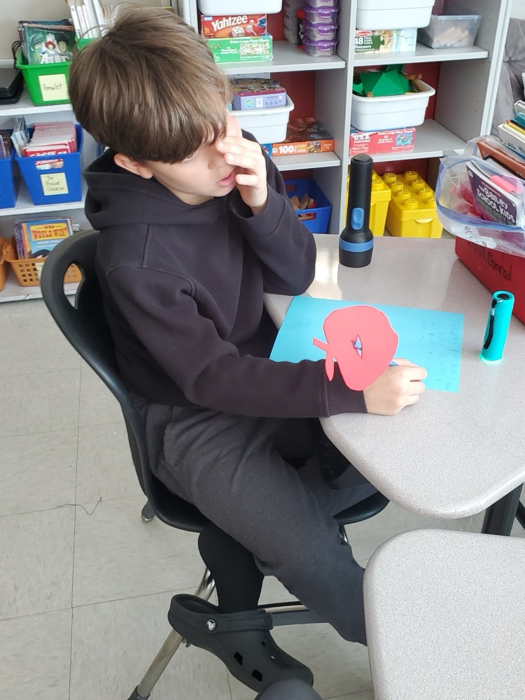 Students used flashlights while working today.