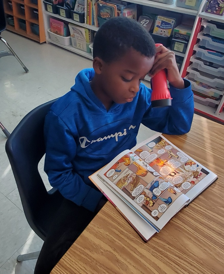 Students used flashlights while working today.