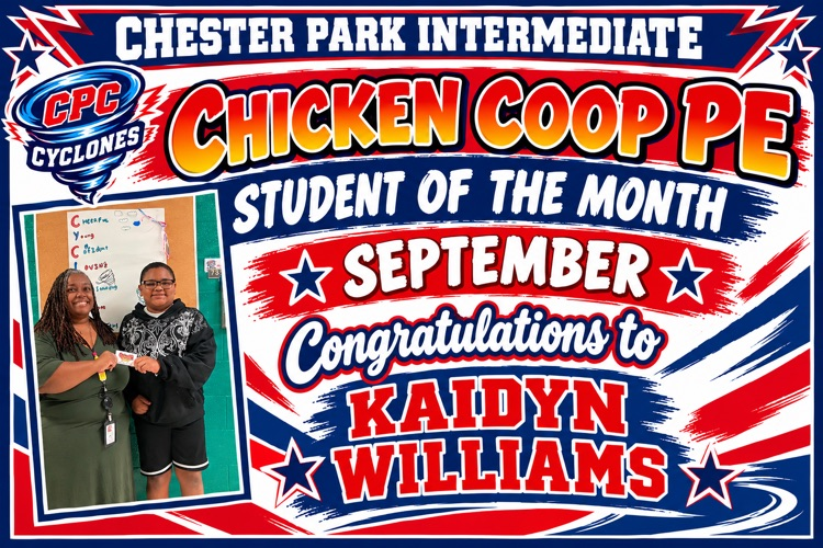 Kaidyn Williams won student of the month for PE