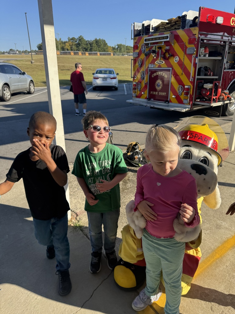 Students enjoy a visit from the fire department.
