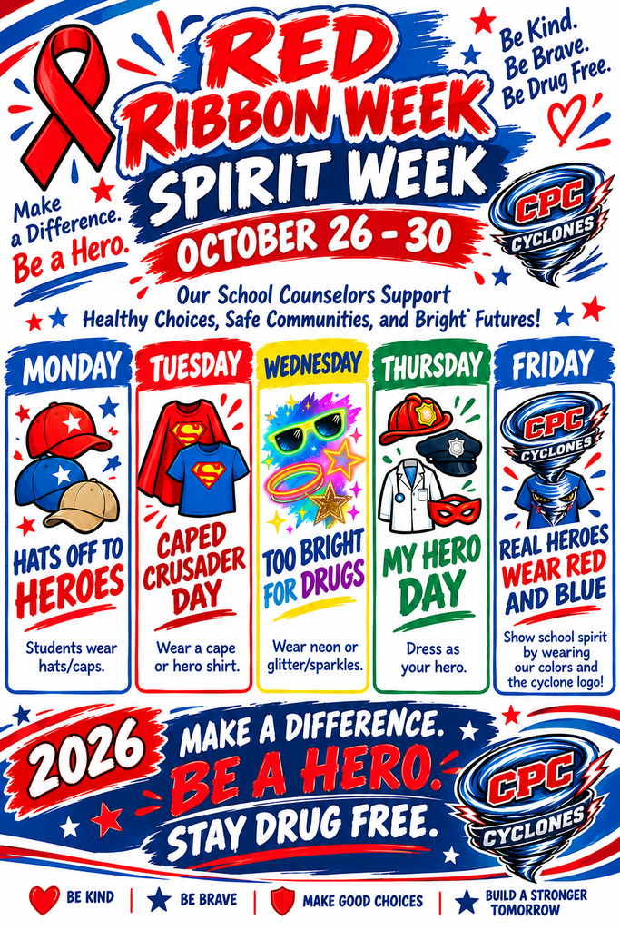 The flyer shows info for Red Ribbon Week.
