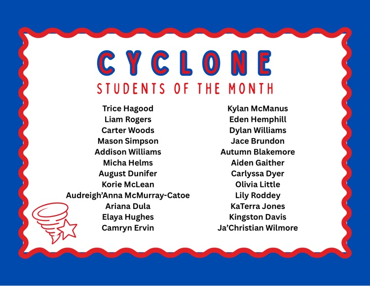 Cyclone Students of the Month were recognized