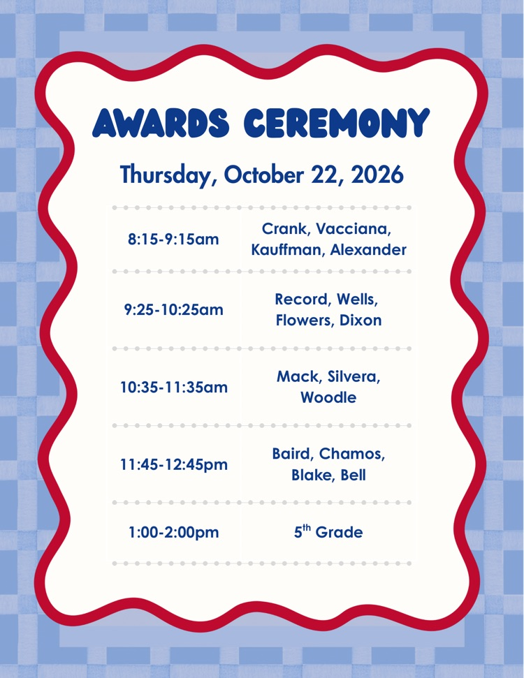 The flyer shows times for our Awards Ceremony.