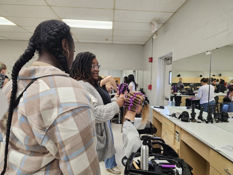 Students enjoying cosmotology 