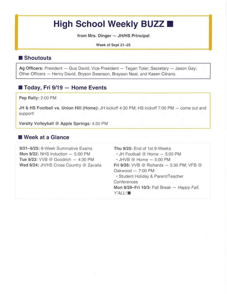 High School Weekly BUZZ