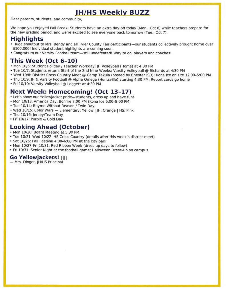 JH/HS Weekly BUZZ