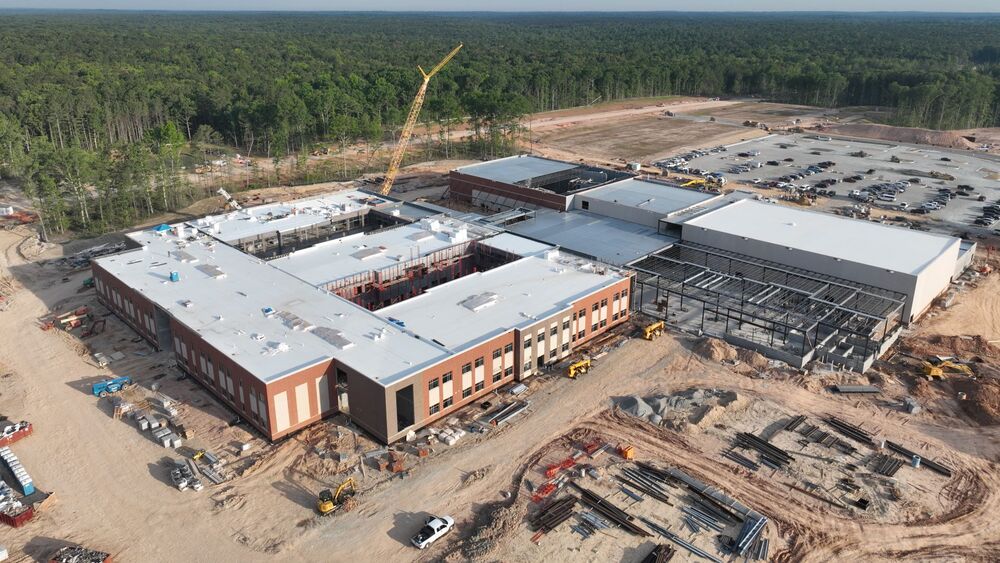 Aerial image of the construction of West Ridge High