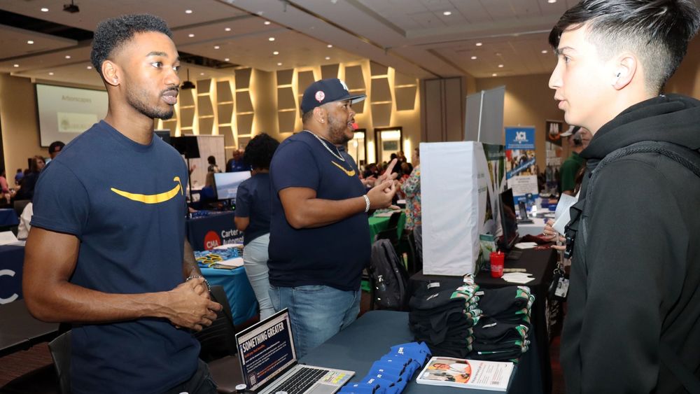Students at a job fair