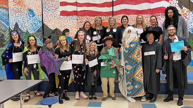 Teachers dressed in costumes