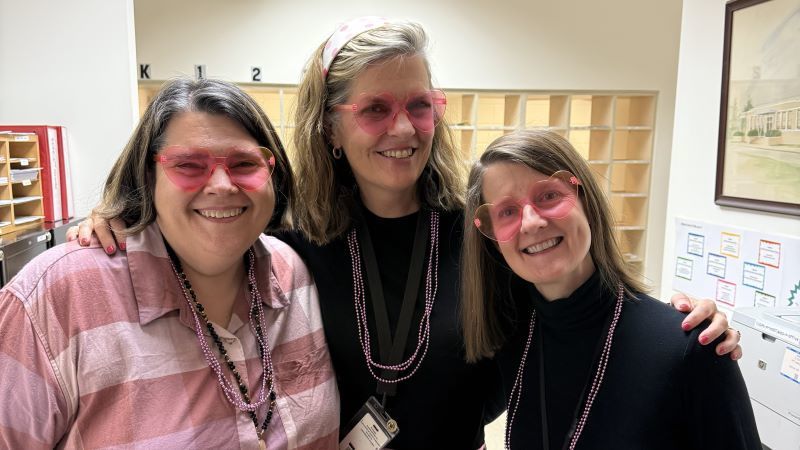 Teachers with heart shaped sunglasses