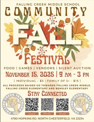 Falling Creek Middle School Community Fall Festival, November 15, 2025, 9:00 Am - 3:00 PM