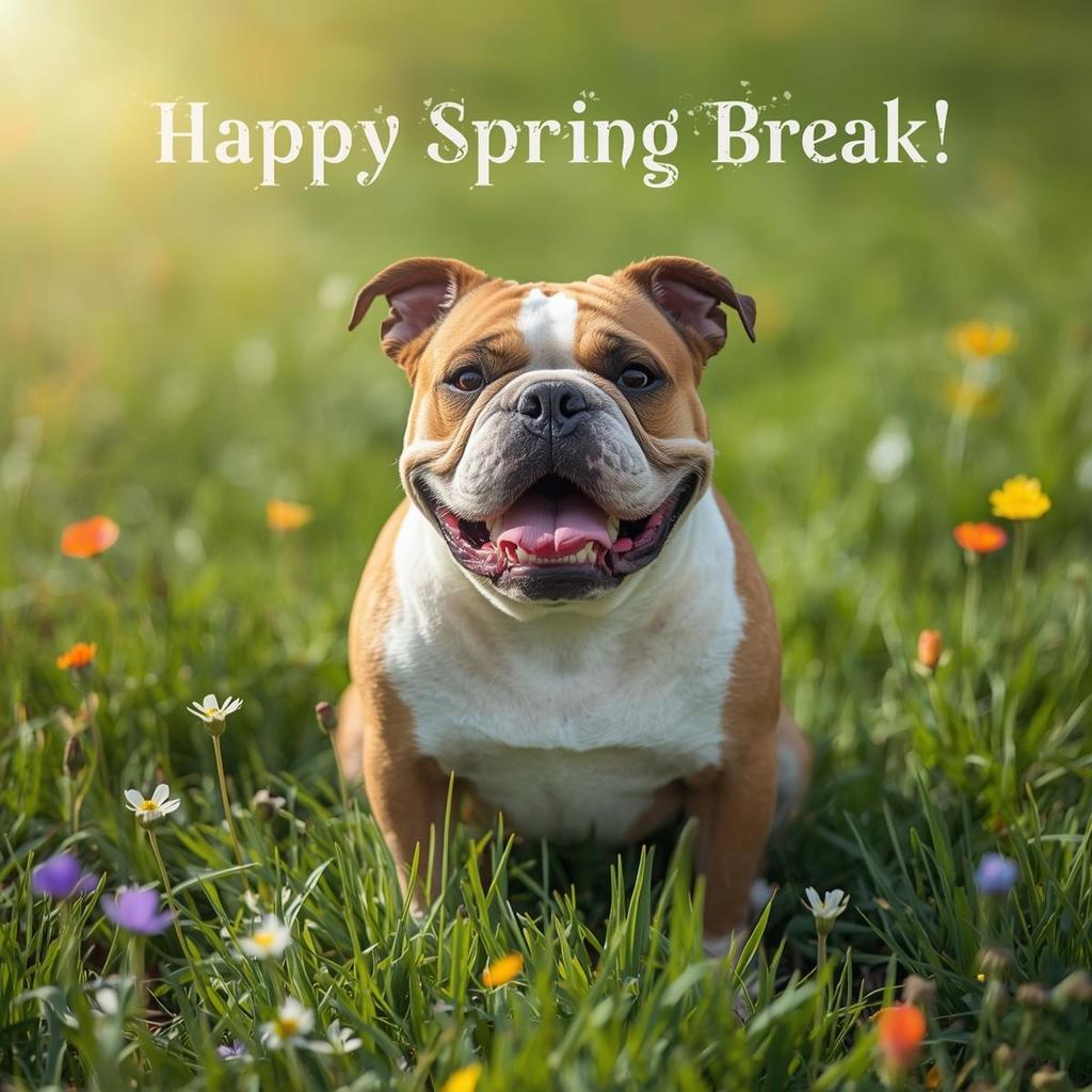 Happy Spring Break Bulldog image.