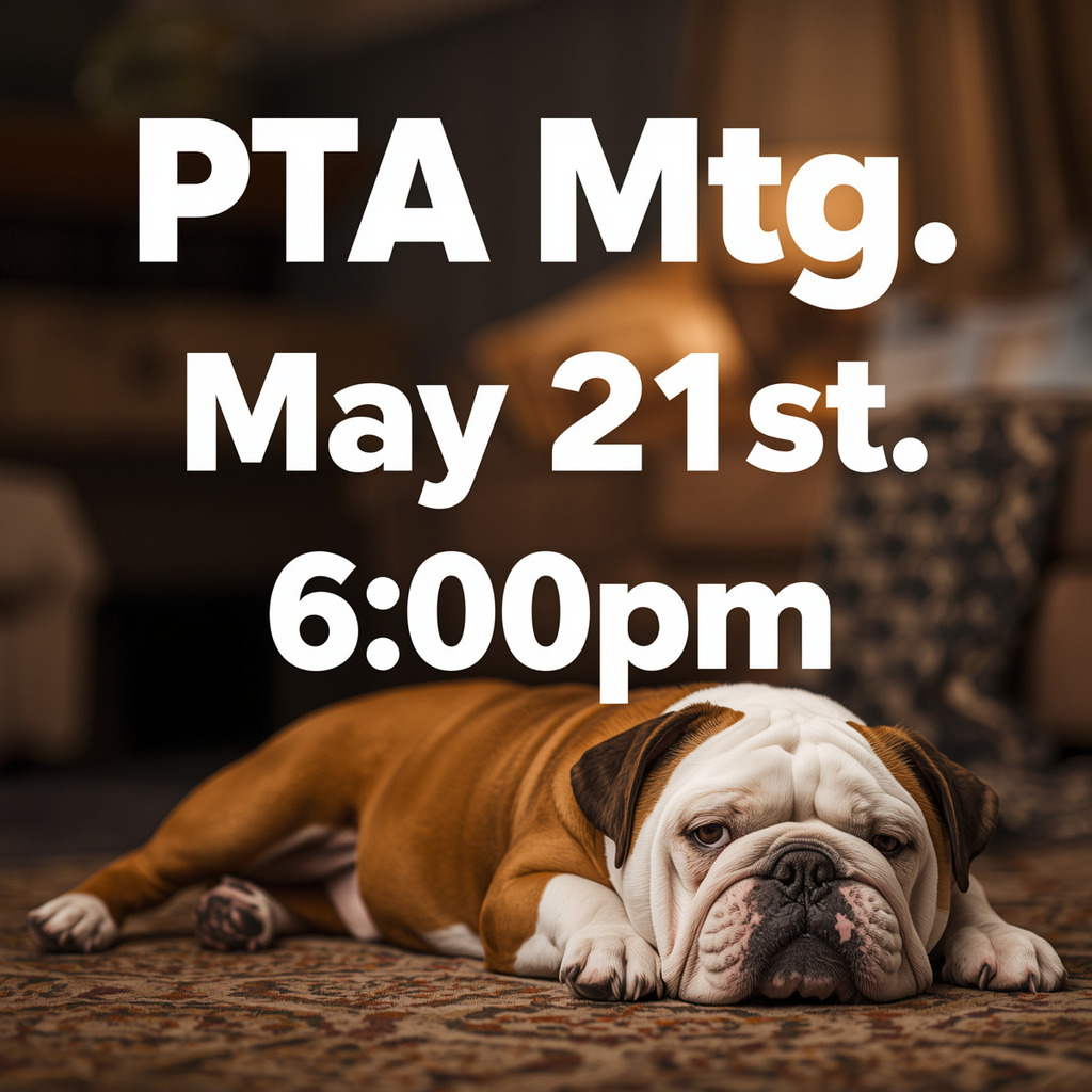 Image stating PTA meeting, may 21st, 6pm