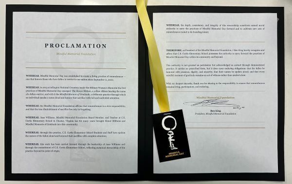 A proclamation about Mindful Memorial Day