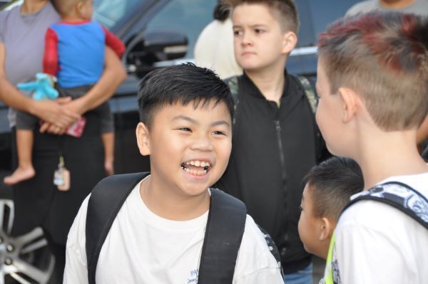 child arriving to school