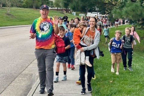 Students walking to school