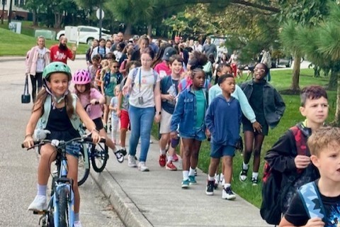 Students walking to school