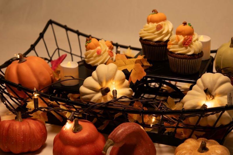 A display with cupcakes