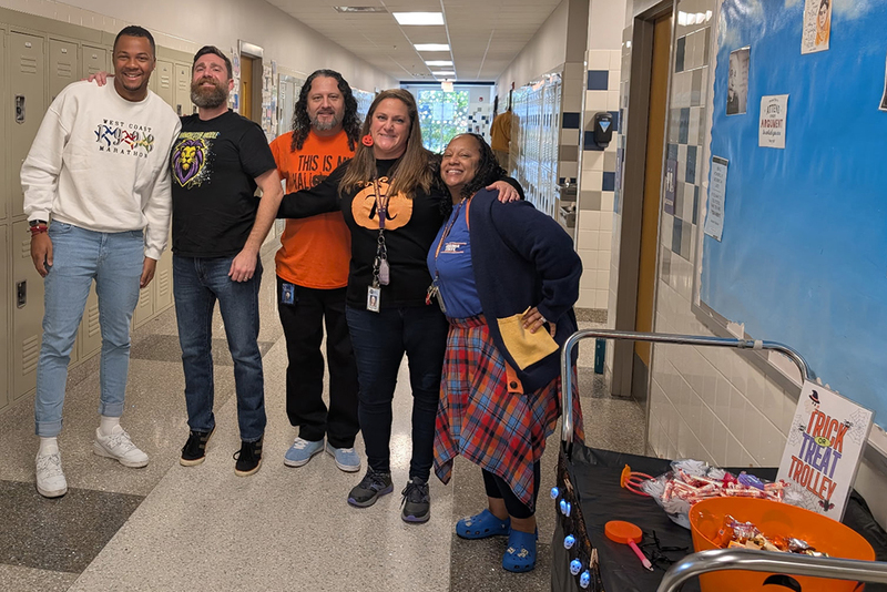 team enjoying their goodies