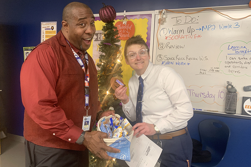 team enjoying their goodies