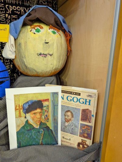 Pumpkin decorated as Van Gogh