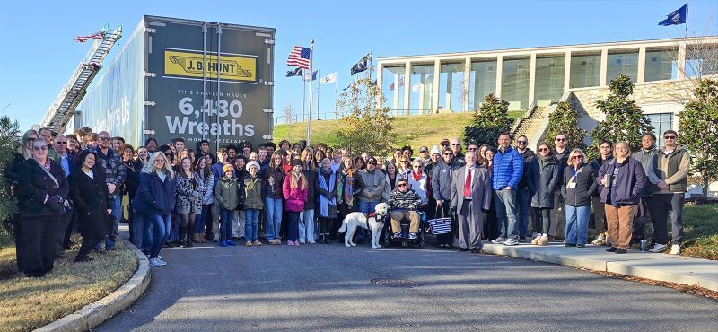 A large group of people standing outside