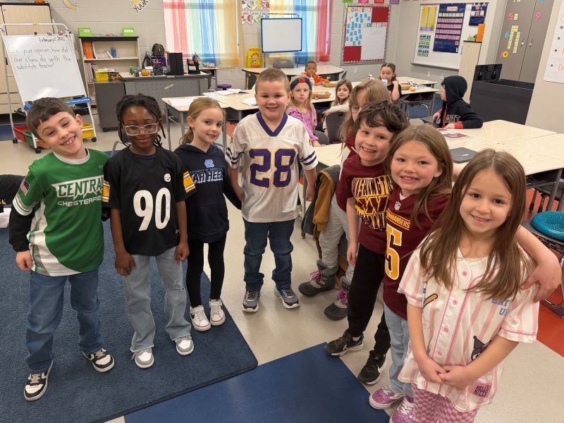 Kids in team jerseys