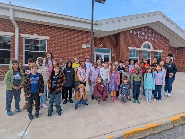 A group of students in front of Enon Elementary