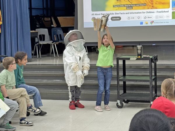 Students learning about bees