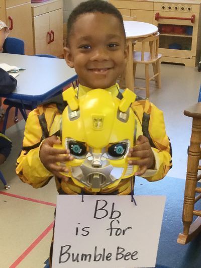 Student dressed as the bumblebee transformer