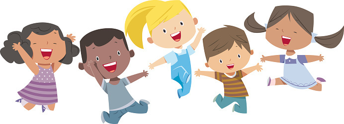 Happy Kids Jumping in the air