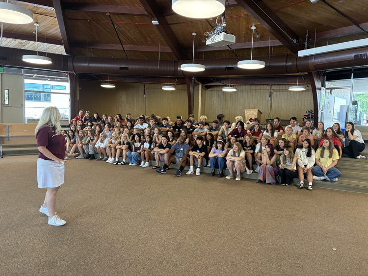 Dr. Brenner addressing and thanking our wonderful Link Crew who will the new class of freshman to CMHS!
