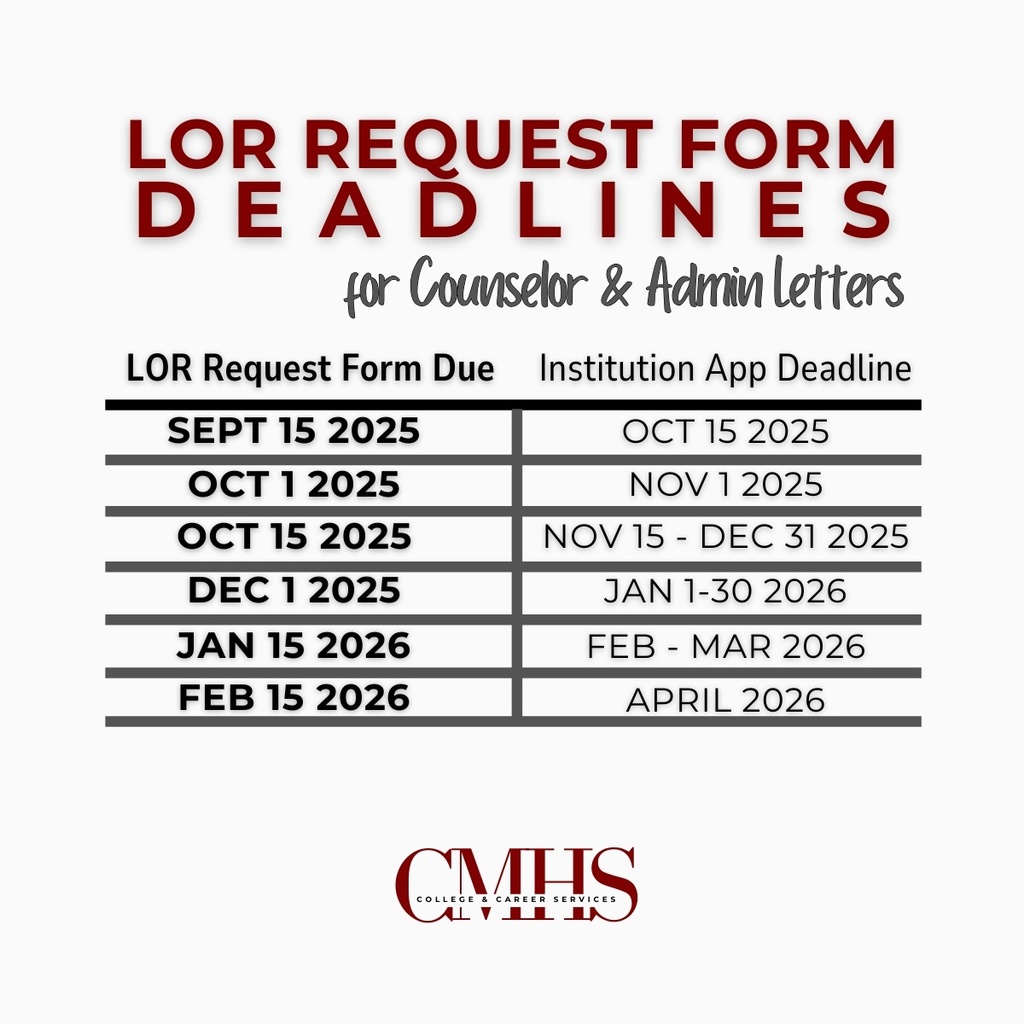 Letter of Recommendation Deadlines